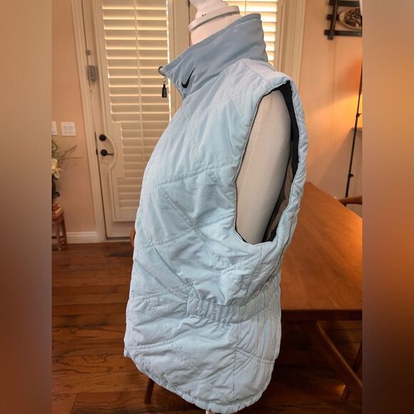 Vintage Y2K Nike Reversible Quilted Vest Light Blue Brown Black Medium Rare - Picture 12 of 15